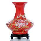 景德镇陶瓷 中国红牡丹花瓶 现代时尚家饰摆件 新房摆设 礼品