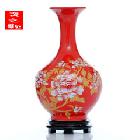 特价景德镇陶瓷器 中国红描金牡丹花瓶摆设 现代时尚家饰摆件礼